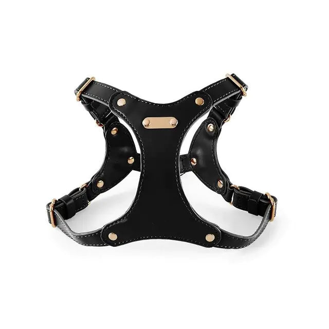 Stylish Adjustable Leather Pet Harness Vest - Stand Out on Every Stroll: Elegant Designs for the Trendy Pet!