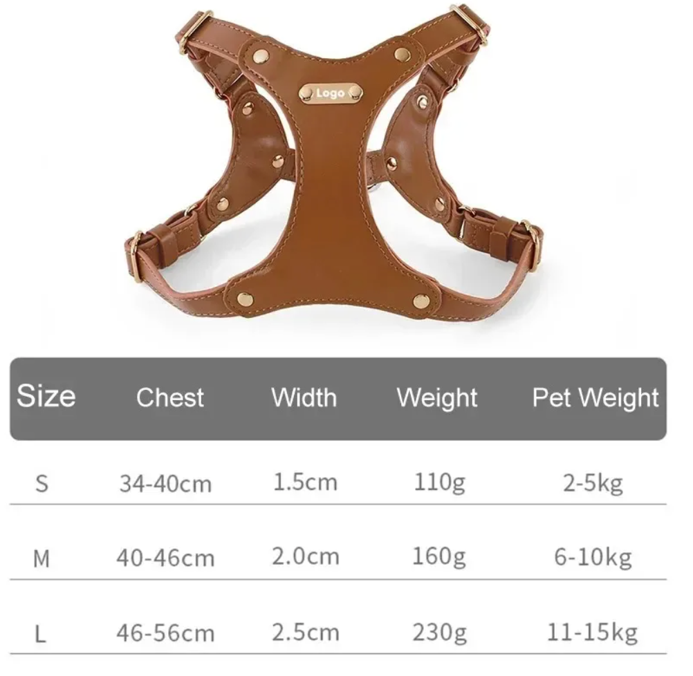 Stylish Adjustable Leather Pet Harness Vest - Stand Out on Every Stroll: Elegant Designs for the Trendy Pet!