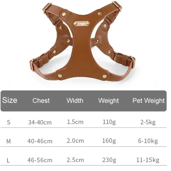 Stylish Adjustable Leather Pet Harness Vest - Stand Out on Every Stroll: Elegant Designs for the Trendy Pet!